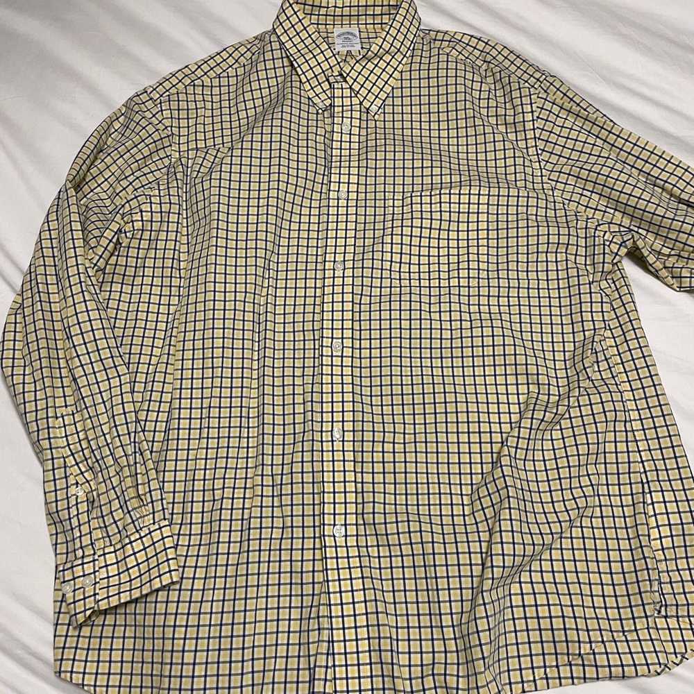 Men's Yellow and Blue Checkered Shirt